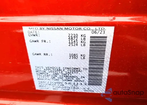 2023 Nissan Leaf Sv Plus z USA, uszkodzony, nr VIN 1N4CZ1CV0PC563113